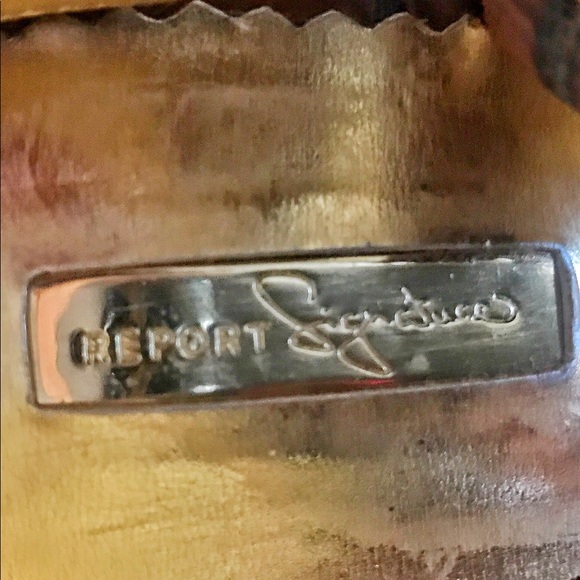 Report Signature Brown Leather Gold Sexy Heels 7.5 - Picture 3 of 5